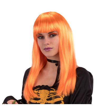 Parrucca lunga liscia arancione frangia | Euro 90