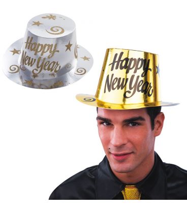Cappello Happy New Year in carta metallizzata col.ass.