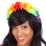Cerchietto fiori in stoffa arcobaleno