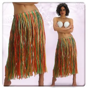 Gonna Hawaiana in rafia naturale multicolor 56 cm misura unica uomo donna -  Karabu srls