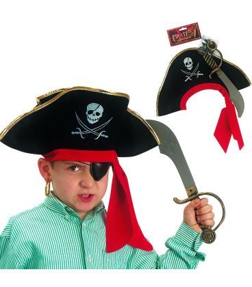 Set pirata (cappello, spada, benda, orecchino)