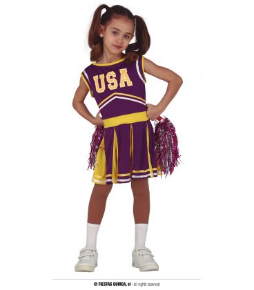 Costume Cheerleader viola bambina 5-6 anni