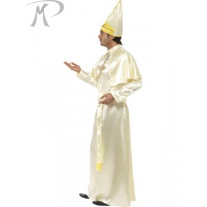 Costume Carnevale Papa Tunica bianca Prete Monsignore Uomo Taglia