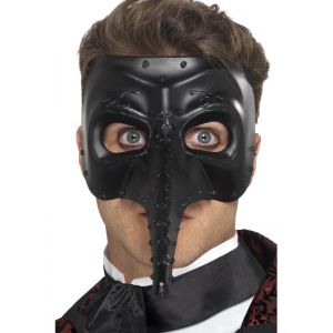 Maschera in plastica pizzo nero e strass